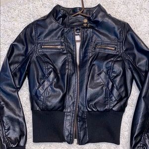 Faux Leather Bomber Jacket